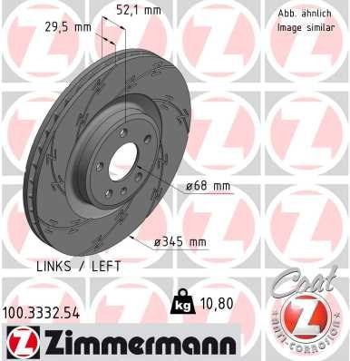 Zimmermann Black Z Front Disc Brake Rotor - 345 mm 100.3332.54 - diagram