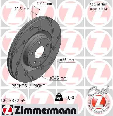 Zimmermann Black Z Front Disc Brake Rotor - 345 mm 100.3332.55 - front view