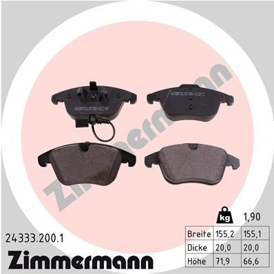 Zimmermann Front Disc Brake Pad Set 24333.200.1 - front view