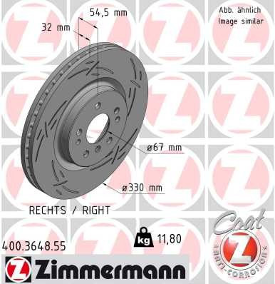 Zimmermann Black Z Front Disc Brake Rotor - 330 mm 400.3648.55 - front view
