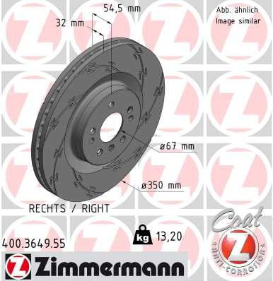 Zimmermann Black Z Front Disc Brake Rotor - 350 mm 400.3649.55 - front view