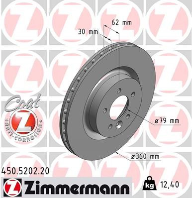 Zimmermann Coat Z Front Disc Brake Rotor - 360 mm 450.5202.20 - diagram