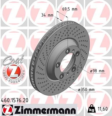 Zimmermann Coat Z Disc Brake Rotor - 350 mm 460.1576.20 - diagram