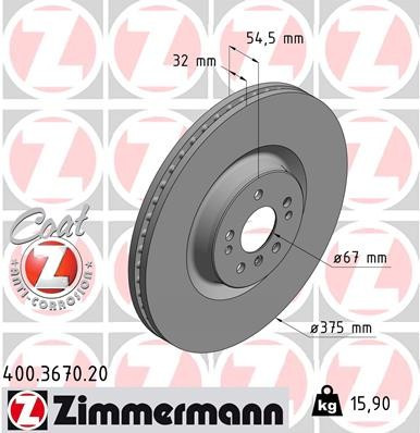 Zimmermann Coat Z Front Disc Brake Rotor - 375 mm 400.3670.20