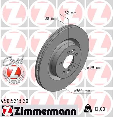 Zimmermann Coat Z Front Disc Brake Rotor - 360 mm 450.5213.20 - front view