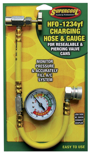TSI Supercool 1234yf Universal Charging Hose with Gauge 53742 - front view