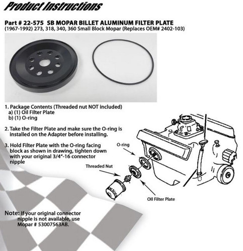 Billet Aluminum Filter Plate for Mopar Small Block