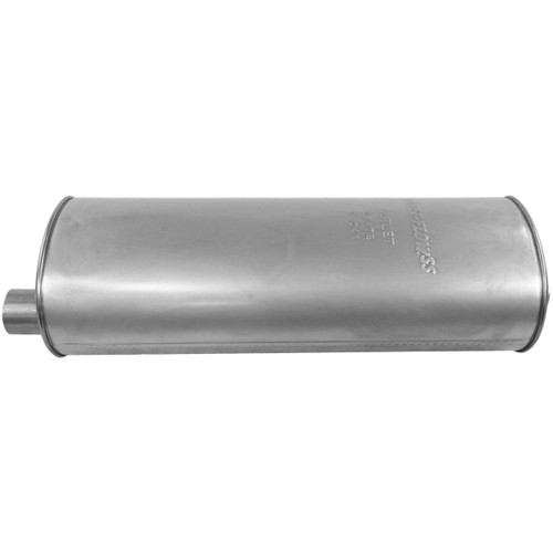 Quiet-Flow SS Direct Fit Exhaust Muffler 2.25 in Inlet (ID) 2.25 in Outlet (ID) 21478 - front view