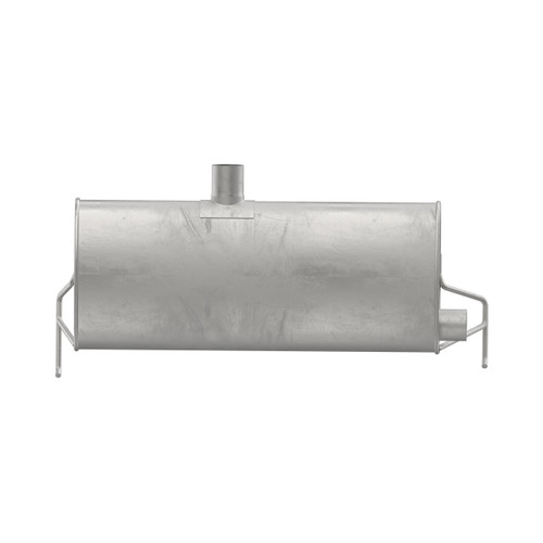 Quiet-Flow SS Direct Fit Exhaust Muffler Assembly 2.25 in Inlet (ID) 2.25 in Outlet (ID) 50071 - angled view