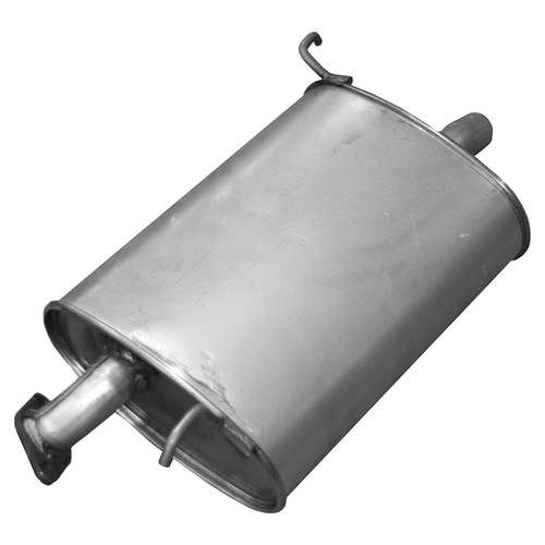 Left Quiet-Flow SS Direct Fit Exhaust Muffler Assembly 1.75 in Inlet (OD) 1.75 in Outlet (OD) 52348 - front view
