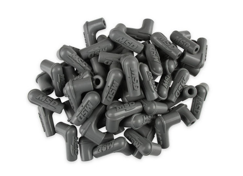 Universal 90-Degree Spark Plug Boot Gray Silicone with Logo 50-Pack