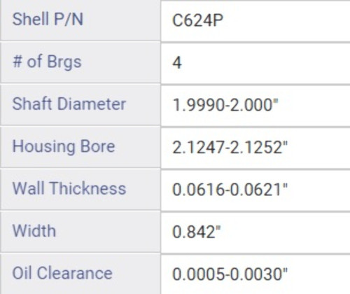 BB620J | Rod Bearings for various 62-03 GM/Chevrolet 1.8/2.0/2.2/2.3/2.5L