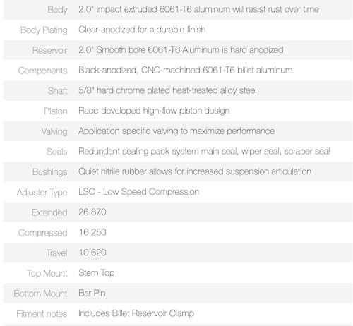 FOX Performance Series 2.0 Smooth Body Reservoir Shock - Adjustable (985-26-109)