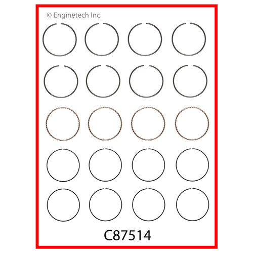 Enginetech Premium Piston Ring Complete Set for Chrysler 135 .75 OS | C87514-.75