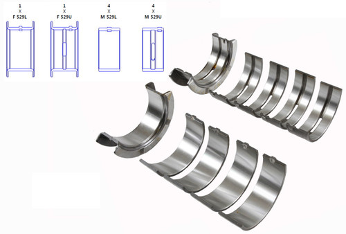 Enginetech BC240J.030 0.030 Undersize Main Bearing Set for 1962-2001 Ford Lincoln Mercury 3.3L-5.0L I6 - Complete OEM-Spec Main Bearing Set