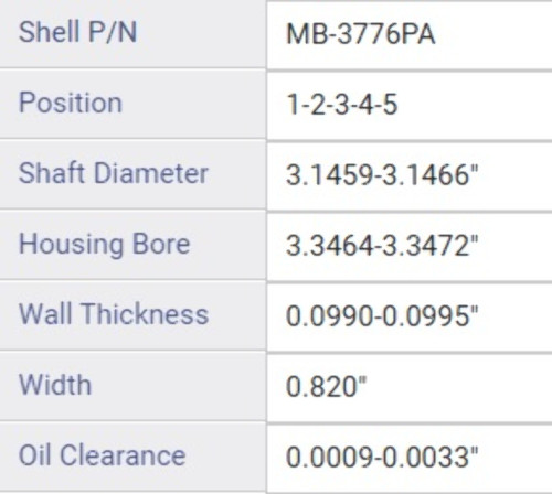 Enginetech BC204JSTD Standard Main Bearing Set fits 2001-2024 Chevy GMC 6.6L Duramax Diesel