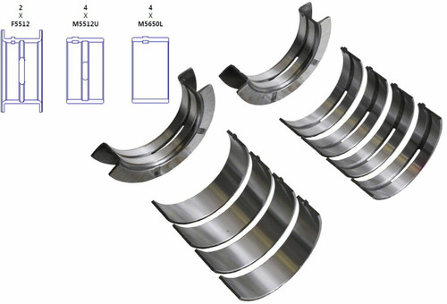 Enginetech BC341J.010 0.010 Undersize Main Bearing Set for 1968-1998 Ford Lincoln Mercury 6.1L-7.5L V8 - Complete OEM-Spec Main Bearing Set