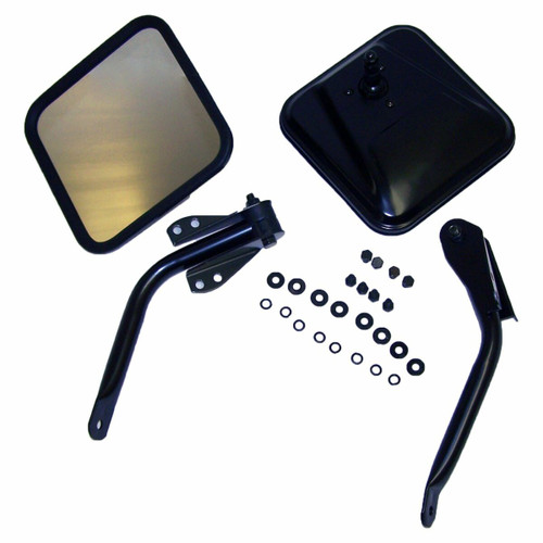 Crown Automotive 5462736K Gloss Black Mirror Kit for 1955-1995 Jeep CJ-5, CJ-6, CJ-7, CJ-8, and YJ Wrangler, Includes Left and Right Arms and Mirror Heads