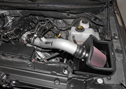 K&N 77-2585KS Typhoon Cold Air Intake System for 2011-2014 Ford F-150 - Silver Tube, Red Filter, 11.91 HP Gain, CARB Legal