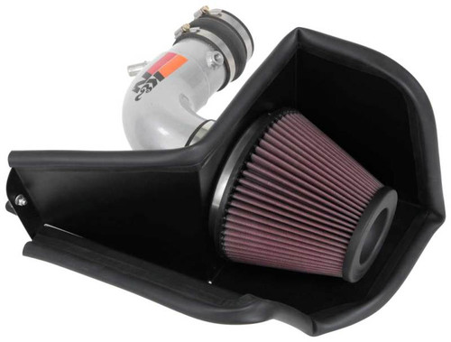 K&N 77-2592KS Typhoon Cold Air Intake System for 2015-2018 Ford Edge - Silver Aluminum Tube, Red Cotton Filter, 15.3 HP Gain, 50-State Legal