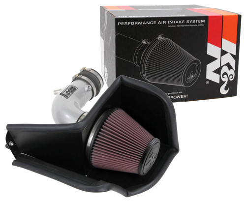 K&N 77-2592KS Typhoon Cold Air Intake System for 2015-2018 Ford Edge - Silver Aluminum Tube, Red Cotton Filter, 15.3 HP Gain, 50-State Legal