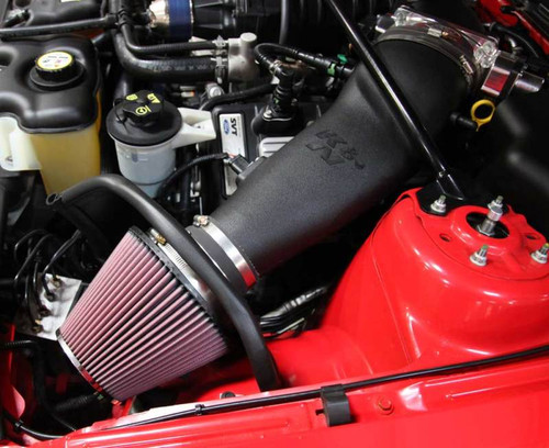 K&N 57-2571 57 Series FIPK Performance Air Intake System for 2007-2009 Ford Mustang - Red Cotton Gauze Filter, Gen II