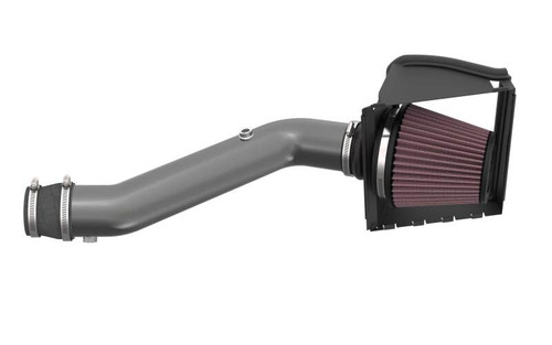 K&N 77-2619KC Typhoon Cold Air Intake System for 2018-2023 Ford F-150 - Gunmetal Gray Aluminum Tube, Red Cotton Filter, 6.38 HP Gain