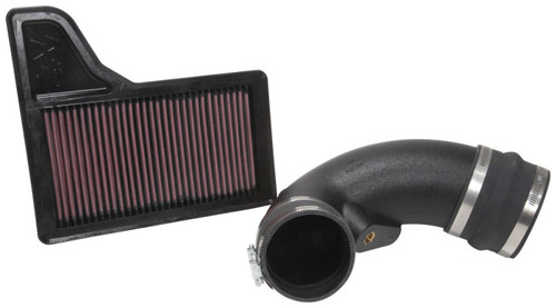 K&N 57-2605 57 Series FIPK Performance Air Intake System for 2018-2021 Ford Mustang - Red Cotton Gauze Filter, Gen II