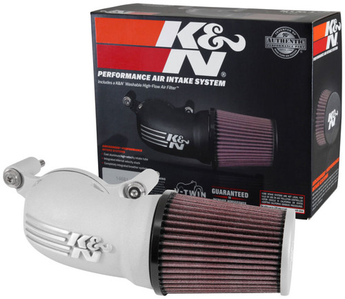 K&N 57-1137S FIPK Performance Air Intake System for Harley-Davidson (Silver Tube) - Red Cotton Gauze Filter, CARB Legal