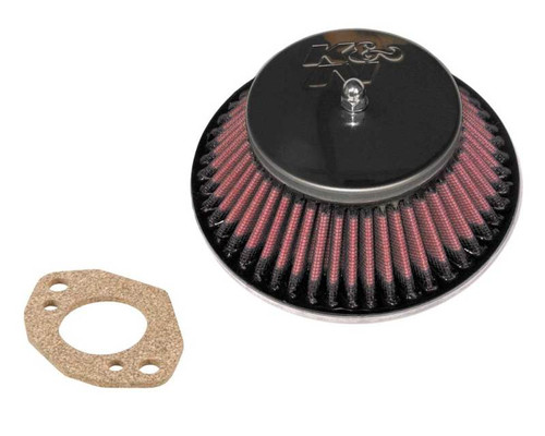 K&N 56-9320 Custom Racing Air Cleaner Assembly - Round Tapered Red Cotton Gauze Filter with Chrome Top for Carburetors