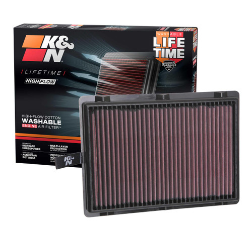K&N High-Flow Air Filter 33-5075 for 2015-2025 Hyundai Kia Palisade Santa Fe Sorento - Panel Replacement Filter