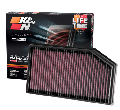 K&N High-Flow Air Filter 33-5076 for 2018-2026 Jeep Gladiator Wrangler - Panel Replacement Filter