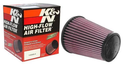 K&N RU-3250 Universal Clamp-On Air Filter - Round Tapered, Cotton Gauze, 5" OD x 6" H
