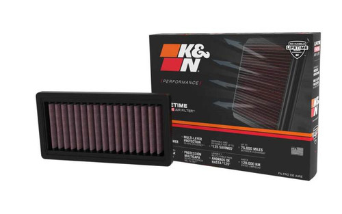 K&N DU-9321 Panel Replacement Air Filter for 2021-2025 Ducati DesertX Hypermotard - Red Cotton Gauze, Lifetime Warranty
