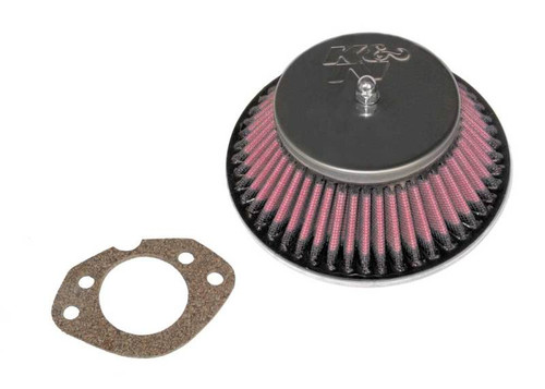K&N 56-9327 Custom Racing Air Cleaner Assembly - Round Tapered Red Cotton Gauze Filter with Chrome Top for Carburetors