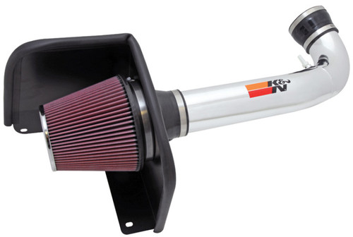 K&N 77-3070KP Typhoon Cold Air Intake System for 2009-2014 Cadillac Chevrolet GMC Avalanche Escalade Sierra Silverado Suburban Tahoe Yukon - Bright Mirrored Tube, Red Filter, 9.91 HP Gain, CARB Legal
