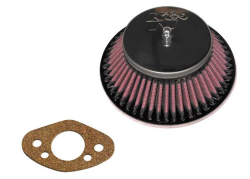 K&N 56-9335 Custom Racing Air Cleaner Assembly - Round Tapered Red Cotton Gauze Filter with Chrome Top for Carburetors