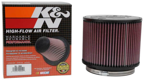 K&N RU-3060 Universal Clamp-On Air Filter - Round Straight, Cotton Gauze, 7.5" OD x 6" H
