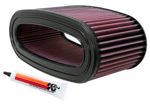 K&N E-1946 Oval Replacement Air Filter for 1994-1997 Ford F-250 F-350 Super Duty - Red Cotton Gauze, Lifetime Warranty