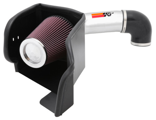 K&N 77-1561KP Typhoon Cold Air Intake System for 2009-2024 Dodge Ram 1500 2500 3500 - Bright Mirrored Tube, Red Filter, 10.3 HP Gain