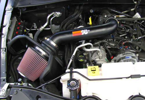 K&N 77-1562KTK Typhoon Cold Air Intake System for 2010-2012 Dodge Jeep Liberty Nitro - Textured Black Tube, Red Filter, 9.15 HP Gain, CARB Legal