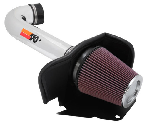 K&N 77-1563KP Typhoon Cold Air Intake System for 2011-2026 Dodge Ram 1500 Durango Grand Cherokee - Bright Mirrored Tube, Red Filter, 15.01 HP Gain