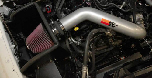 K&N 77-1564KS Typhoon Cold Air Intake System for 2013-2024 Ram 1500 - Silver Tube, Red Filter, 11.98 HP Gain