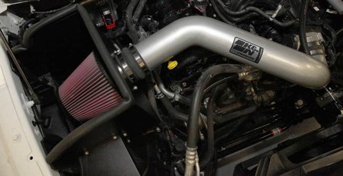 K&N 77-1564KS Typhoon Cold Air Intake System for 2013-2024 Ram 1500 - Silver Tube, Red Filter, 11.98 HP Gain