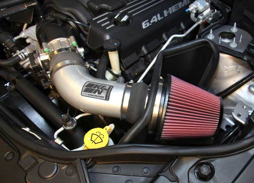 K&N 77-1567KS Typhoon Cold Air Intake System for 2012-2023 Dodge Durango Jeep Grand Cherokee - Silver Tube, Red Filter, 27.86 HP Gain