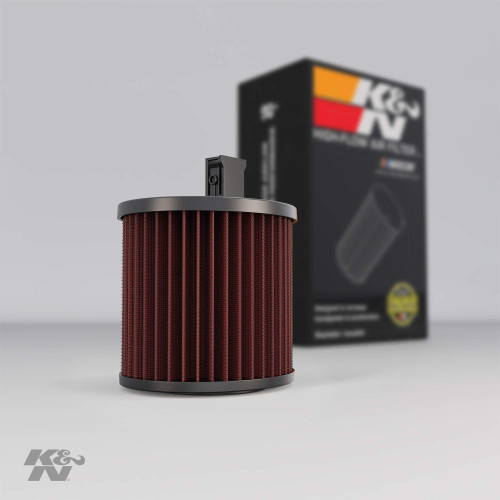 K&N RG-1003RD-L Red Round Tapered Universal Clamp-On Air Filter Multi Lingual - Adjustable Flanges