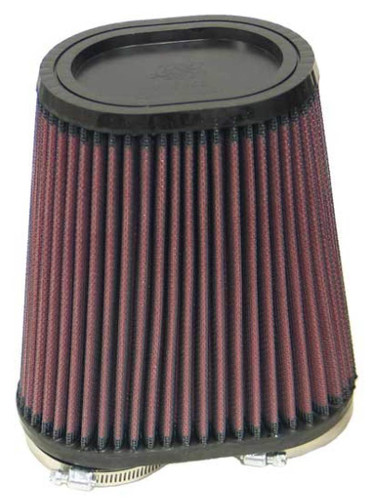 K&N RU-4710 Universal Clamp-On Air Filter - Dual Flange Oval Tapered, Cotton Gauze, 6.25" L x 3.75" W