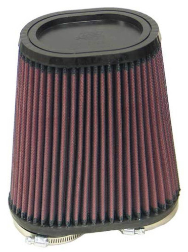 K&N RU-4710 Universal Clamp-On Air Filter - Dual Flange Oval Tapered, Cotton Gauze, 6.25" L x 3.75" W