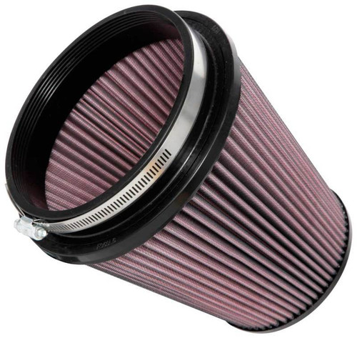 K&N RU-1041 Red Round Tapered Universal Clamp-On Air Filter - Chrome Top