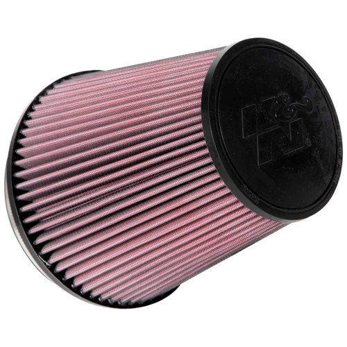 K&N RU-1041 Red Round Tapered Universal Clamp-On Air Filter - Chrome Top